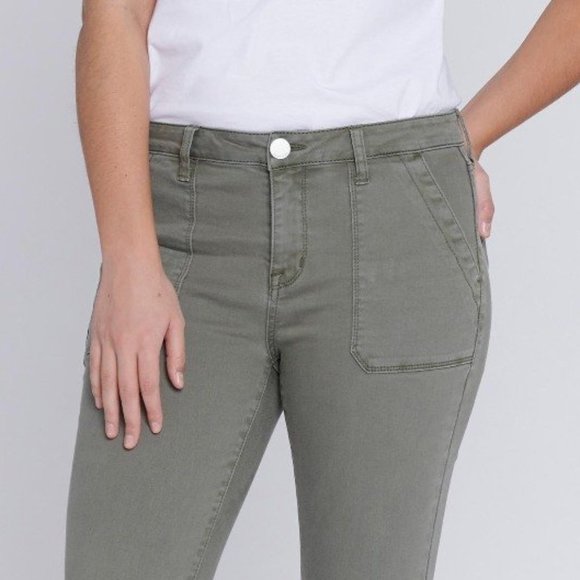 MUDD High-Rise Skinny Utility Pant - Army Green, Size 9 - Picture 5 of 16